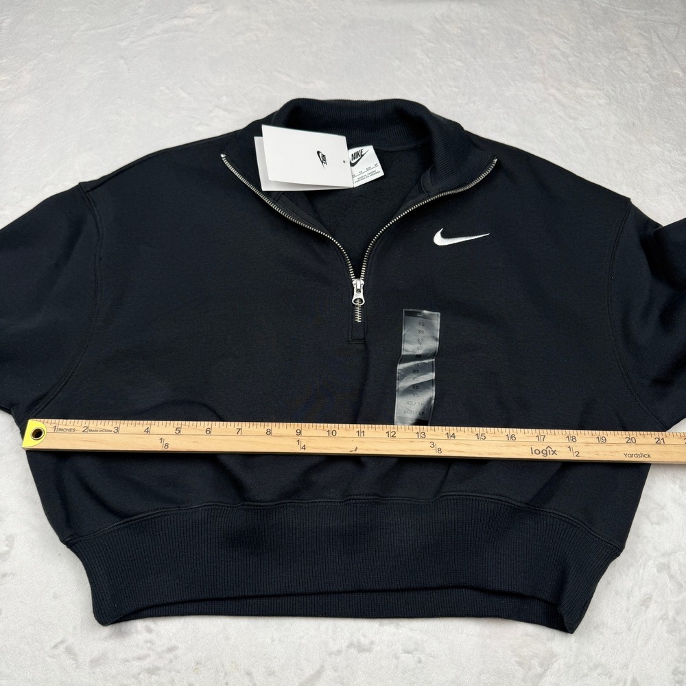 NWT Nike Phoenix Fleece Quarter-Zip Cropped Sweatshirt XS Black Gorpcore Sporty - Picture 6 of 8